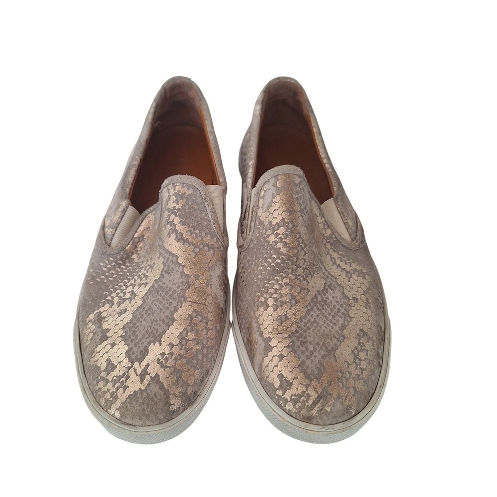 JIMMY CHOO Flat Shoes snakeskin leather Women's Size 41 Gray Gold